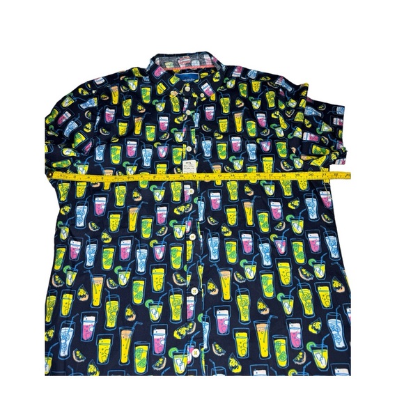 NWT Made To Live NYC Men's slim fit button down cocktails print short sleeve - Picture 4 of 7